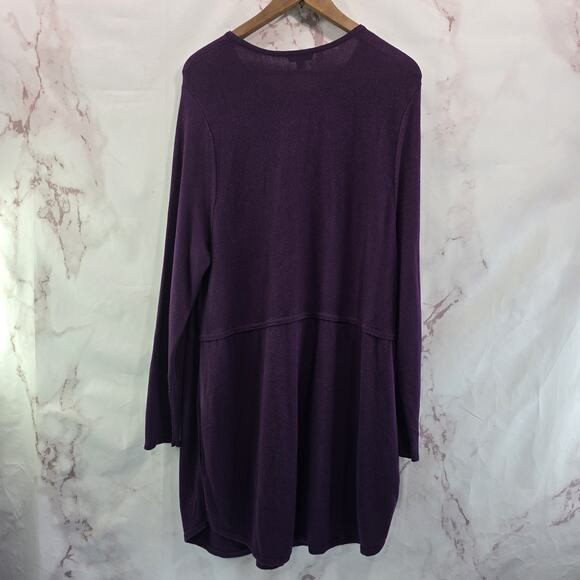J Jill Dress Womens XL Purple Sweater Houndstooth Long Sleeve Tunic Jewell Tone - Picture 6 of 14